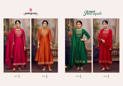 Amrapali by Rangoon silk embroidered Anarkali suit catalogue at affordable rate fancy Anarkali suit catalogs