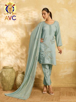 Amrut Varsha Creation A22 Roman Shimmer Kurta Set with Beads Embroidery Size wise Combo Set