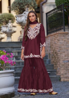 Anamika vol 1 by Vamika Heavy Work Chinon fancy sharara suit catalogue at low price fancy sharara suit Catalogs