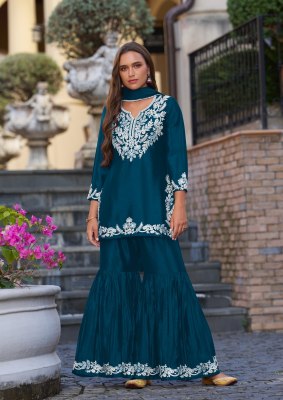 Anamika vol 1 by Vamika Heavy Work Chinon fancy sharara suit catalogue at low price fancy sharara suit Catalogs