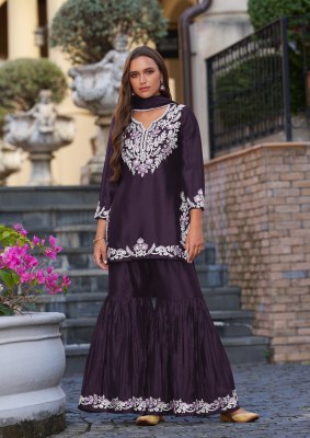 Anamika vol 1 by Vamika Heavy Work Chinon fancy sharara suit catalogue at low price fancy sharara suit Catalogs