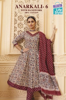 Anarkali vol 6 by MCM Heavy Cotton Printed Hand work anarkali suit catalogue at affordable rate readymade suit catalogs