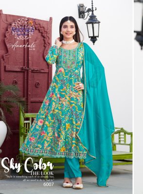 Anarkali vol 6 by Radhika Lifestyle Heavy Reyon foil printed top bottom and dupatta catalogue at affordable rate readymade suit catalogs