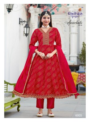 Anarkali vol 6 by Radhika Lifestyle Heavy Reyon foil printed top bottom and dupatta catalogue at affordable rate readymade suit catalogs