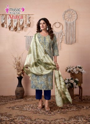 Anaya vol 3 by Mystic 9 Premium quality reyon kurti pant with dupatta catalogue at affordable rate readymade suit catalogs