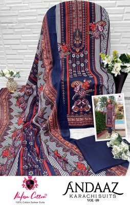 Andaaz karachi suit vol 9 by Nafisha Soft cotton Pakistani suit catalogue at affordable rate pakistani suit catalogs