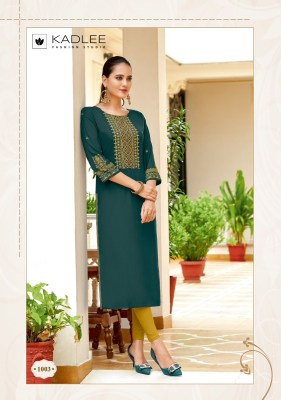 Aneri by Kadlee Heavy Reyon Thread Handwork Fancy Kurti catalogue at affordable rate kurtis catalogs