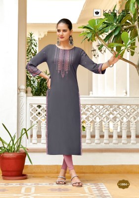 Aneri by Kadlee heavy reyon thread work reyon kurti catalogue at affordable rate kurtis catalogs