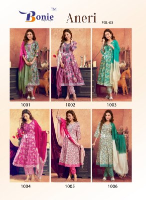 Aneri vol 3 by Bonie  capsule printed Anarkali kurti pant and dupatta catalogue readymade suit catalogs
