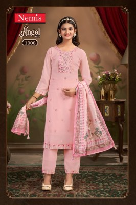 Angel by Nemis Embroidered rich combination kurti pant with dupatta catalogue in low rate readymade suit catalogs