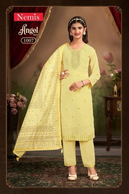 Angel by Nemis Embroidered rich combination kurti pant with dupatta catalogue in low rate readymade suit catalogs