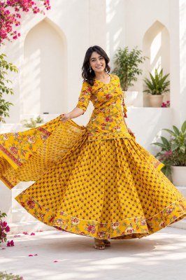 Angrakha Gopi Special 3-Piece Cotton Taj Festive Suit with Full Flair Size wise Combo Set