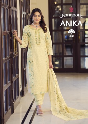 Anika by Rangoon Pure Cotton Fancy Embroidered readymade suit catalogue at low rate readymade suit catalogs