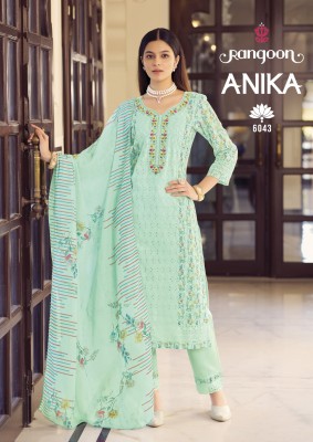 Anika by Rangoon Pure Cotton Fancy Embroidered readymade suit catalogue at low rate readymade suit catalogs