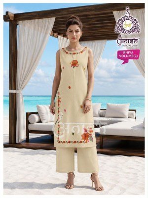 Anjish Rhyia Pure Dabu Cotton 2-Piece Long Kurti Set kurtis catalogs