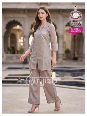 Anjish Savikaa Vol 1 Coral Silk Co-Ord Set  