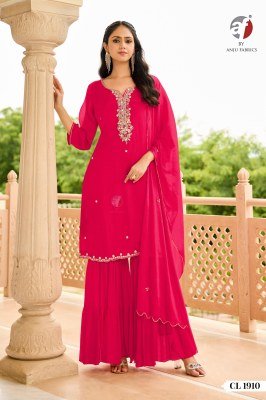 Anju CL 1910 Pure Chinon Chiffon Short Kurti with Sharara And Dupatta Heavy Wholesale Ethnic Wear kurtis catalogs