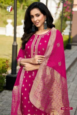 Anju D No  MT 4737 Elegant Pure Dola Silk Kurti with Jacquard Santoon Pant ANd Heavy Jacquard Handwork Dupatta Wholesale kurtis catalogs