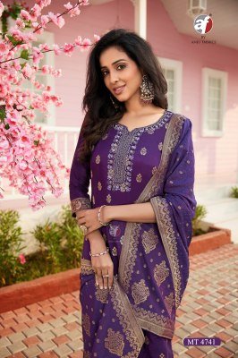 Anju D No  MT 4742 Elegant Pure Dola Silk Kurti with Jacquard Santoon Pant ANd Heavy Jacquard Handwork Dupatta Wholesale Anju Fabrics