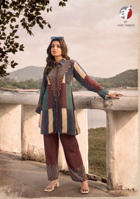 Anju Fabric FUSION Vol-6 Designer Co-Ord Set Natural Crepe  co ord set catalogs