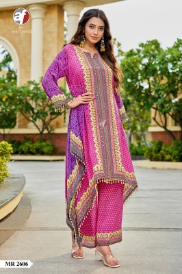 Anju Fabric Mr 2606 Designer Readymade suit Kaftan with Wide Pant Pure Crepe Wholesale readymade suit catalogs