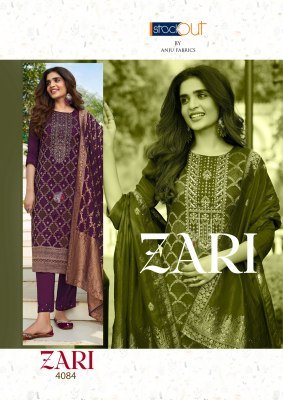 Anju Fabric Zari Design No 4081 to 4084 Designer Readymade Kurti Set Collection  readymade suit catalogs