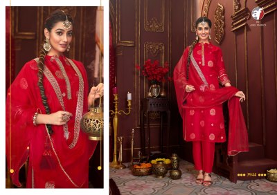 Anju Fabrics Bandhan Vol 4 Dola Silk Kurti Pant Dupatta Collection wholesale sale  readymade suit catalogs