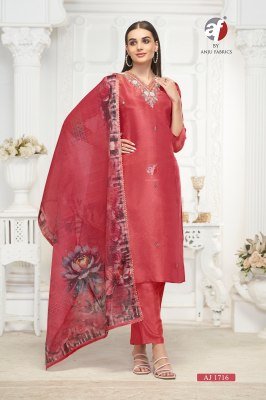 Anju Fabrics D.No. AJ 1716 Elite Pure Tissue Shimmer Handwork Kurti Pant Set Gold Mist Edition Heavy Handwork Silk Dupatta Wholesale Anju Fabrics