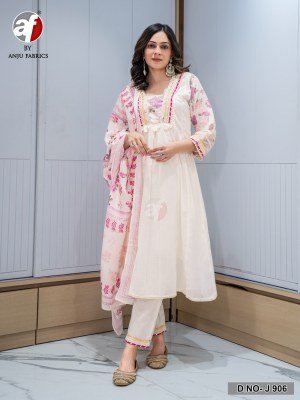 Anju Fabrics D.No. J 906 Trendy Anarkali Kurta Set Mul Cotton Top, Jacquard Bottom And Digital Dupatta Wholesale Anju Fabrics