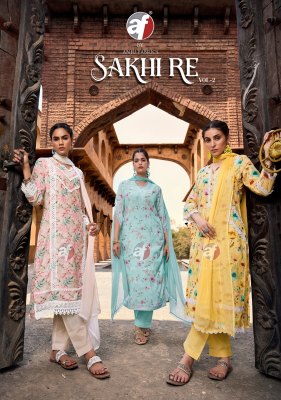 Anju Fabrics Sakhi Re Vol 2 Linen Cotton  Kurti Bottom Dupatta Set Wholesale Kurti Catalogs  