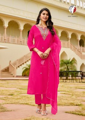Anju Mayra Vol 7 Modal Silk Kurti Pant with Dupatta Pure Organza Handwork Set Wholesale Product kurtis catalogs