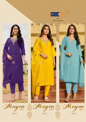 Anju Mayra Vol 7 Modal Silk Kurti Pant with Dupatta Pure Organza Handwork Set Wholesale Product kurtis catalogs