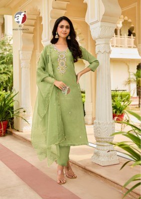 Anju Mayra Vol 7 Modal Silk Kurti Pant with Dupatta Pure Organza Handwork Set Wholesale Product kurtis catalogs