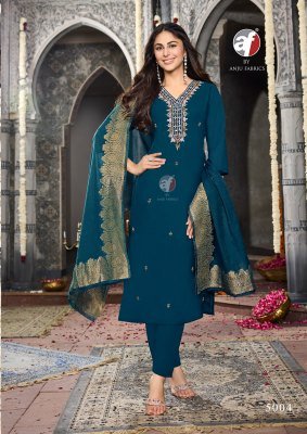Anju Vastra Vol 6 Modal Silk Kurti Pant Dupatta Set Heavy Jacquard And Hand Work Ethnic Wholesale kurti pant with dupatta Catalogs
