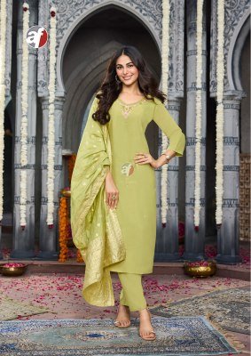 Anju Vastra Vol 6 Modal Silk Kurti Pant Dupatta Set Heavy Jacquard And Hand Work Ethnic Wholesale kurti pant with dupatta Catalogs