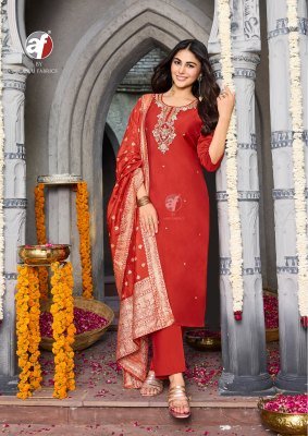 Anju Vastra Vol 6 Modal Silk Kurti Pant Dupatta Set Heavy Jacquard And Hand Work Ethnic Wholesale kurti pant with dupatta Catalogs