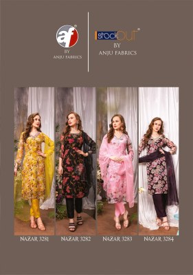 Anju fabric by Nazar vol 5 pure organza with digital printed kurti pant and dupatta catalogue readymade suit catalogs