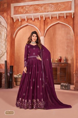 Anjubaa vol 32 present long flair embroidered gown with dupatta catalogue at affordable rate  gown catalogs