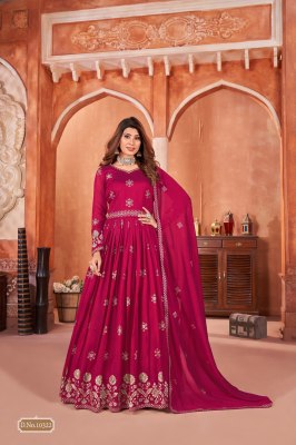 Anjubaa vol 32 present long flair embroidered gown with dupatta catalogue at affordable rate  gown catalogs