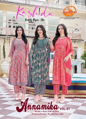 Annamika vol 1 by Kashida heavy foil printed fancy readymade suit catalogue readymade suit catalogs