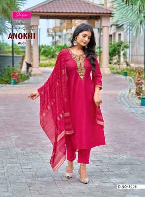Anokhi vol 3 by Diya Trends Roman Silk Embroidered readymade suit catalogue at affordable rate readymade suit catalogs