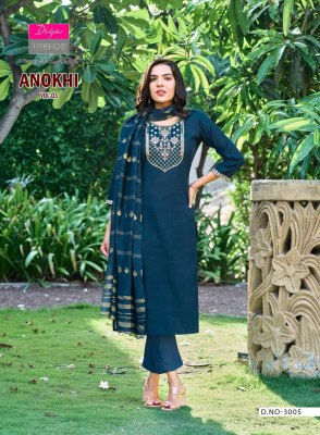 Anokhi vol 3 by Diya Trends Roman Silk Embroidered readymade suit catalogue at affordable rate readymade suit catalogs