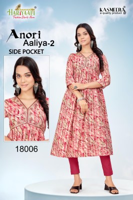 Anori Aaliya vol 2 by Hariyaali reyon printed flared kurti catalogue at low rate kurtis catalogs