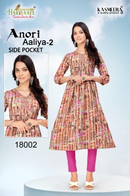 Anori Aaliya vol 2 by Hariyaali reyon printed flared kurti catalogue at low rate kurtis catalogs