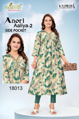 Anori Aaliya vol 2 by Hariyaali reyon printed flared kurti catalogue at low rate kurtis catalogs