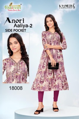 Anori Aaliya vol 2 by Hariyaali reyon printed flared kurti catalogue at low rate kurtis catalogs