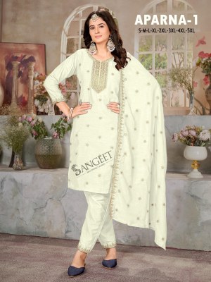 Aparna 1 Present Vichitra Silk HEavy Embroidered Fancy Kurti Pant and Bottom Catalogue Amavi