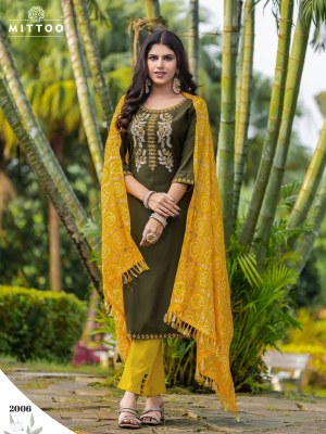 Aradhana by Mittoo thread work exclusive kurti pant and dupatta catalogue readymade suit catalogs