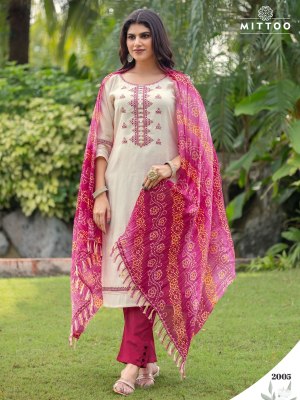 Aradhana by Mittoo thread work exclusive kurti pant and dupatta catalogue readymade suit catalogs