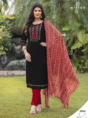 Aradhana by Mittoo thread work exclusive kurti pant and dupatta catalogue readymade suit catalogs